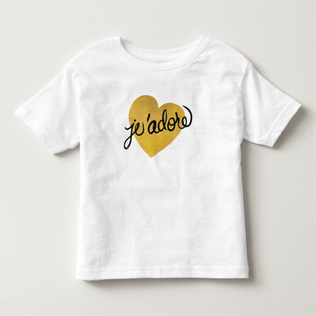 J'adore Quote | Black & Gold Heart Toddler T-shirt (Front)