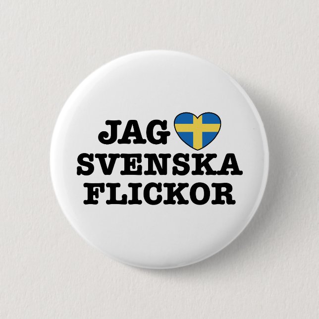 Jag Svenska Flickor Button (Front)