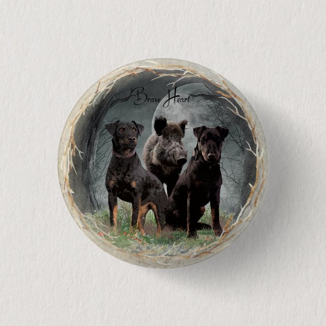 Jagdterrier, brave heart tapestry poster acrylic button (Front)