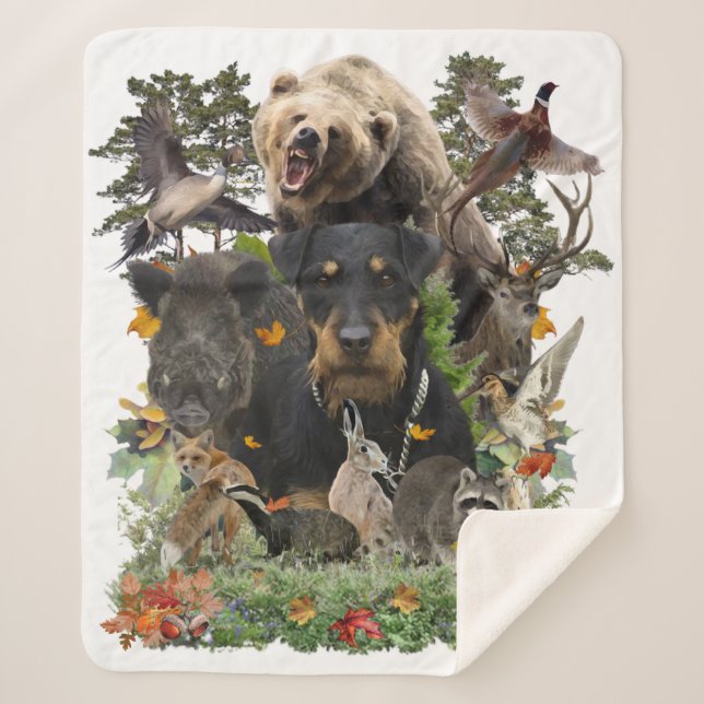 Jagdterrier, German Hunting Terrier Tapestry Poste Sherpa Blanket (Front)