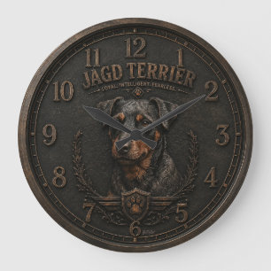 Jagdterrier ,  Hunting Logo Large Clock
