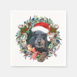 Jagdterrier,Merry Christmas Napkins