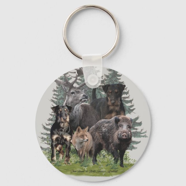 Jagdterrier Sticker Button Keychain (Front)