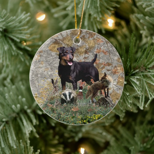 Jagdterrier Tapestry Ceramic Ornament (Tree)