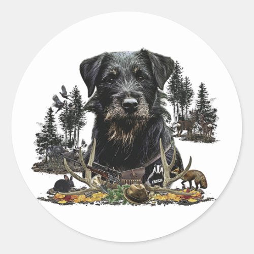 Jagdterrier _  versatile hunting dog  classic round sticker