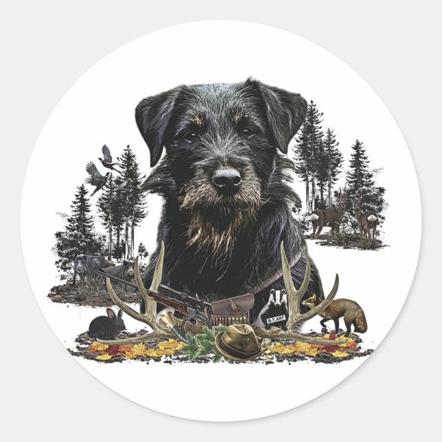 Jagdterrier -  versatile hunting dog  classic round sticker (Front)