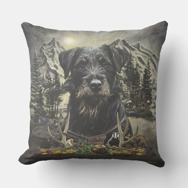 Jagdterrier -  versatile hunting dog      outdoor pillow (Front)