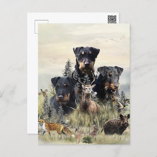 Jagdterriers v Renbrad Kennel  Holiday Postcard