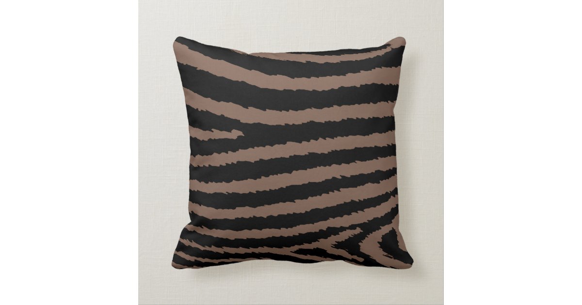 Jagged Brown Zebra Print Decor Pillow