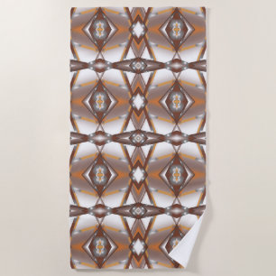 Jagged Edge Concentric Earth Tone Ombre Art Beach Towel