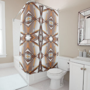 Jagged Edge Concentric Earth Tone Ombre Art Shower Curtain