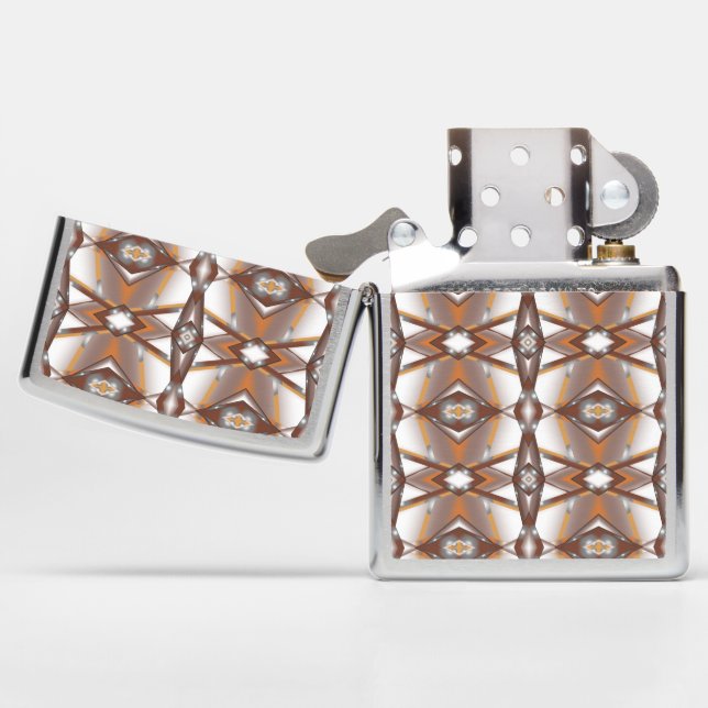 Jagged Edge Concentric Earth Tone Ombre Art  Zippo Lighter (Opened)