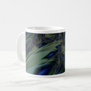 Jagged Green and Blue Fractal Art Wrap Coffee Mug