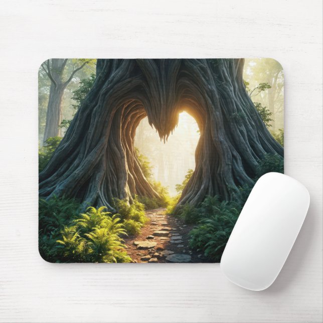 Jagged Heart Shaped Hole In Tree Trunk  Mouse Pad (With Mouse)