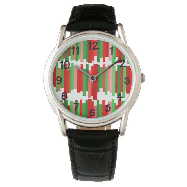 Jagged Lines – Red and Green  Watch (Front)