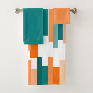 Jagged Lines – Teal and Orange  Bath Towel Set