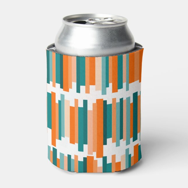 Jagged Lines – Teal and Orange  Can Cooler (Can Front)