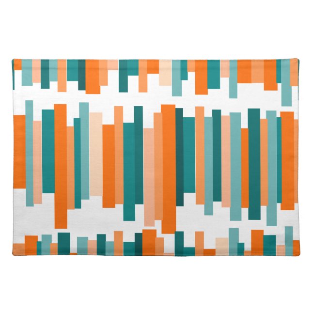 Jagged Lines – Teal and Orange  Cloth Placemat (Front)