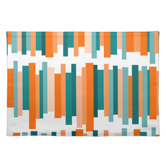 Jagged Lines – Teal and Orange  Cloth Placemat (Front)