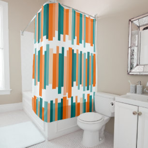 Jagged Lines – Teal and Orange  Shower Curtain