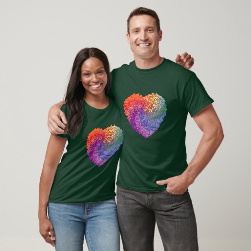 Jagged Rainbow Swirl Heart No Words T_Shirt