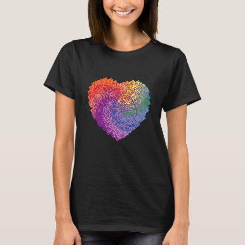 Jagged Rainbow Swirl Heart No Words T_Shirt
