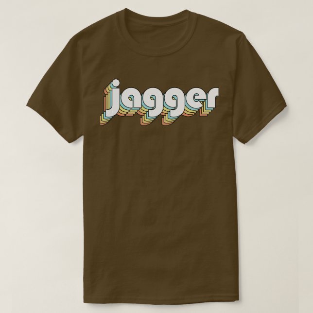 Jagger Retro Rainbow Typography Faded Style T-Shirt (Design Front)