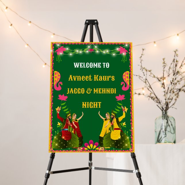 Jaggo & Mehndi Night Welcome Sign, Jaggo Board (In Situ (Stand))