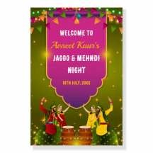 Jaggo & Mehndi Welcome Sign, Jaggo Night Board