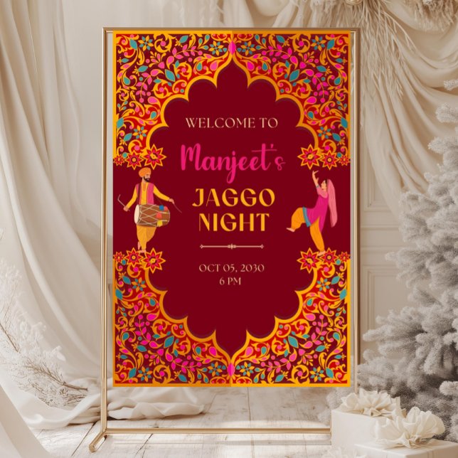 Jaggo Night Welcome Sign Printable Punjabi Wedding (Creator Uploaded)
