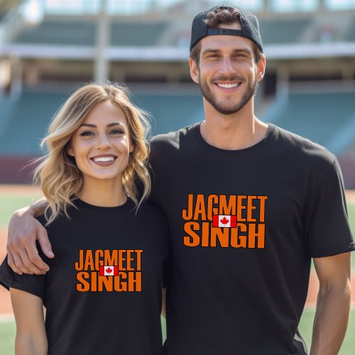 Jagmeet Singh Orange Block Text Canadian Flag T_Shirt