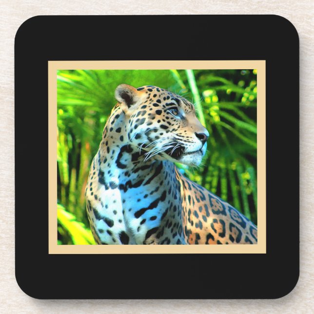 Jaguar Among the Trees Beverage Coaster (Front)