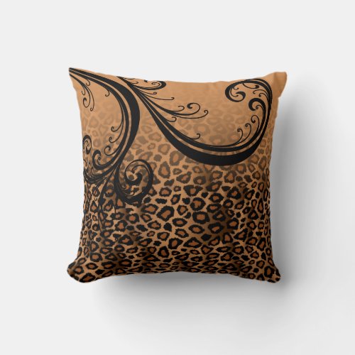 Jaguar Animal Print  Brown Throw Pillow