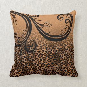 Jaguar Animal Print   Brown Throw Pillow