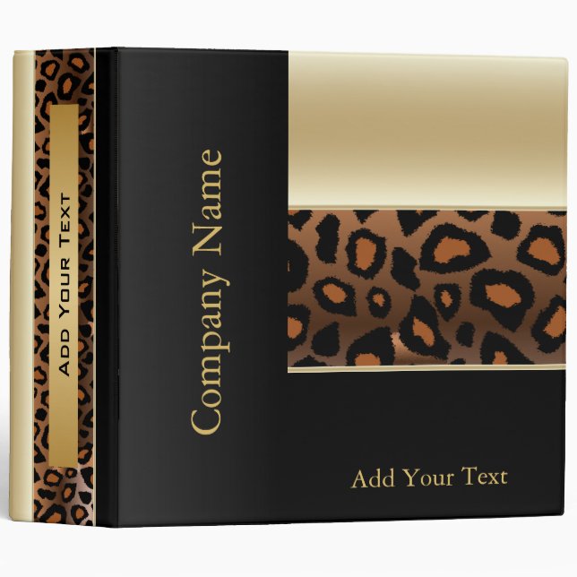 Jaguar Animal Print - Cream Champagne 3 Ring Binder (Front/Spine)