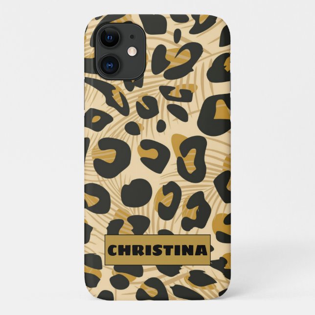 Jaguar Animal Print Personalized Name Case-Mate iPhone Case (Back)