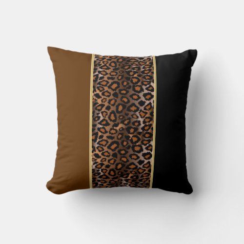 Jaguar Animal Print  Rich Deep Brown Throw Pillow