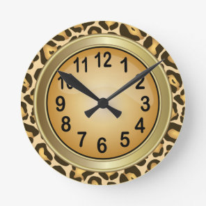 Jaguar Animal Print with Tan Round Clock
