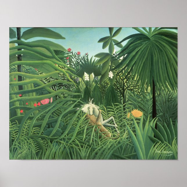 Jaguar Attacking a Horse, 1910 Poster (Front)