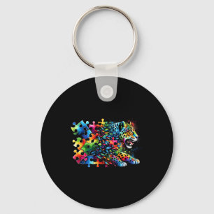 Jaguar Autism Awareness Month Autistic Colorful Keychain