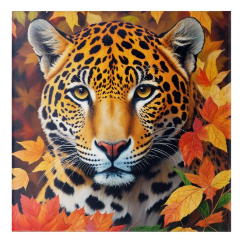 Jaguar Autumn Feline Painting Acrylic Print