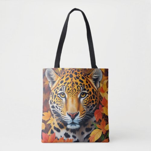 Jaguar Autumn Feline Painting Tote Bag
