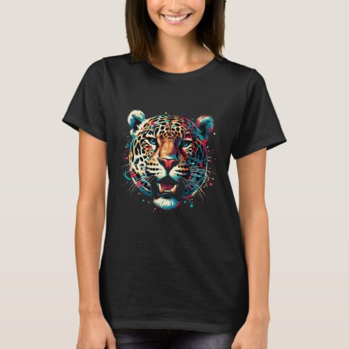 Jaguar Big Cat Splash Art Graphic Design Men Women T_Shirt