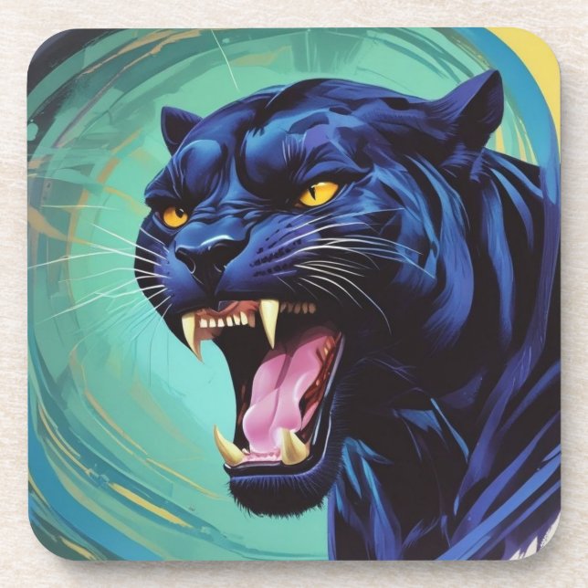Jaguar - Black Panther  Beverage Coaster (Front)