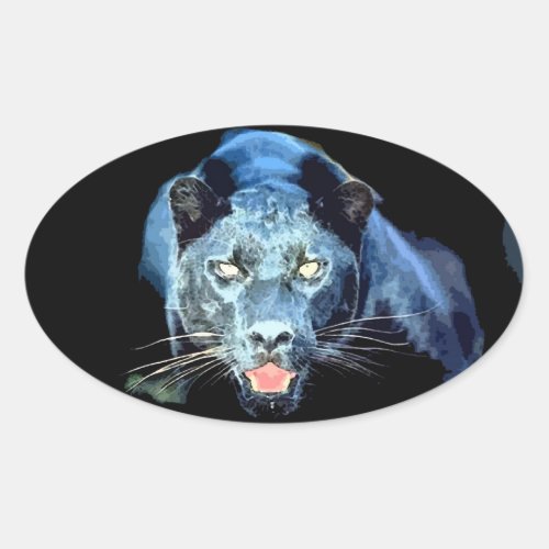 Jaguar _ Black Panther Cat Oval Stickers