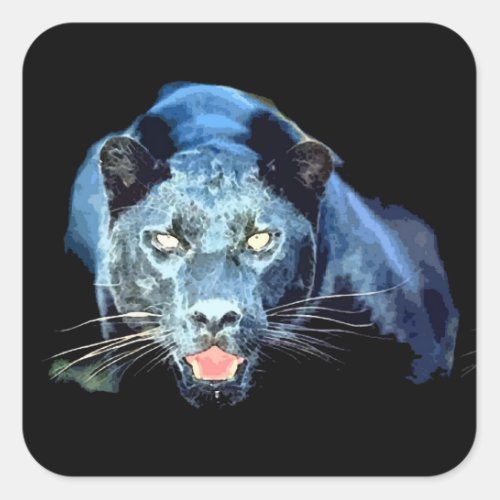 Jaguar _ Black Panther Cat Square Stickers