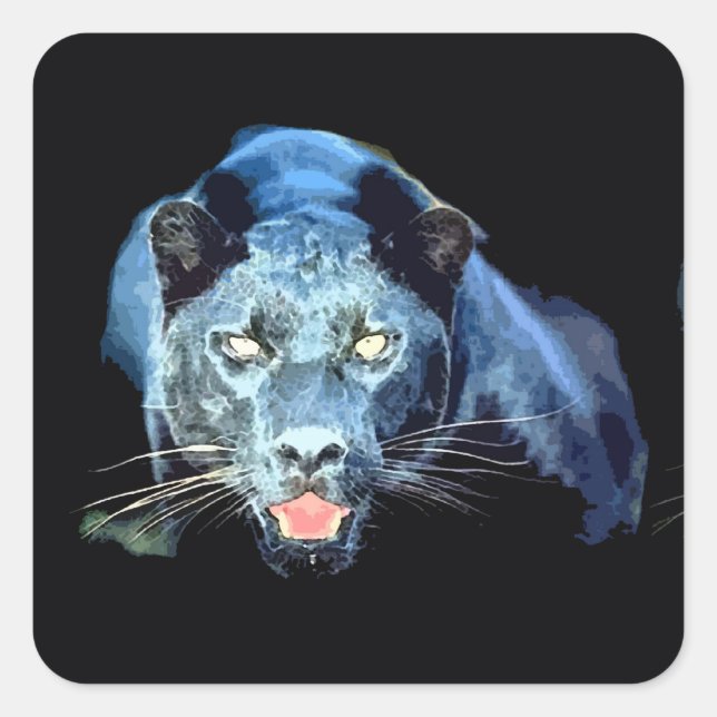 Jaguar - Black Panther Cat Square Stickers (Front)