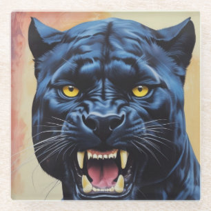 Jaguar - Black Panther Glass Coaster