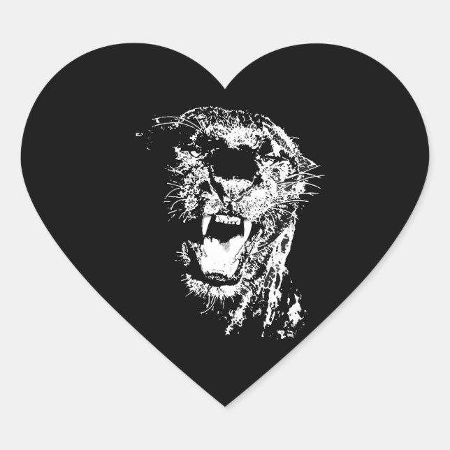 Jaguar - Black Panther Heart Sticker (Front)