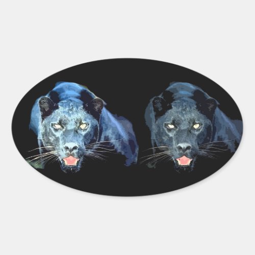 Jaguar _ Black Panther Oval Stickers